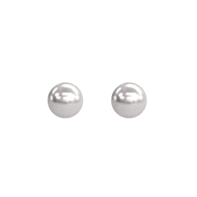 White Akoya Round Pearl Stud Earrings