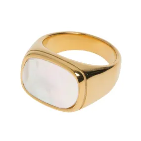 White Stone Signet Ring