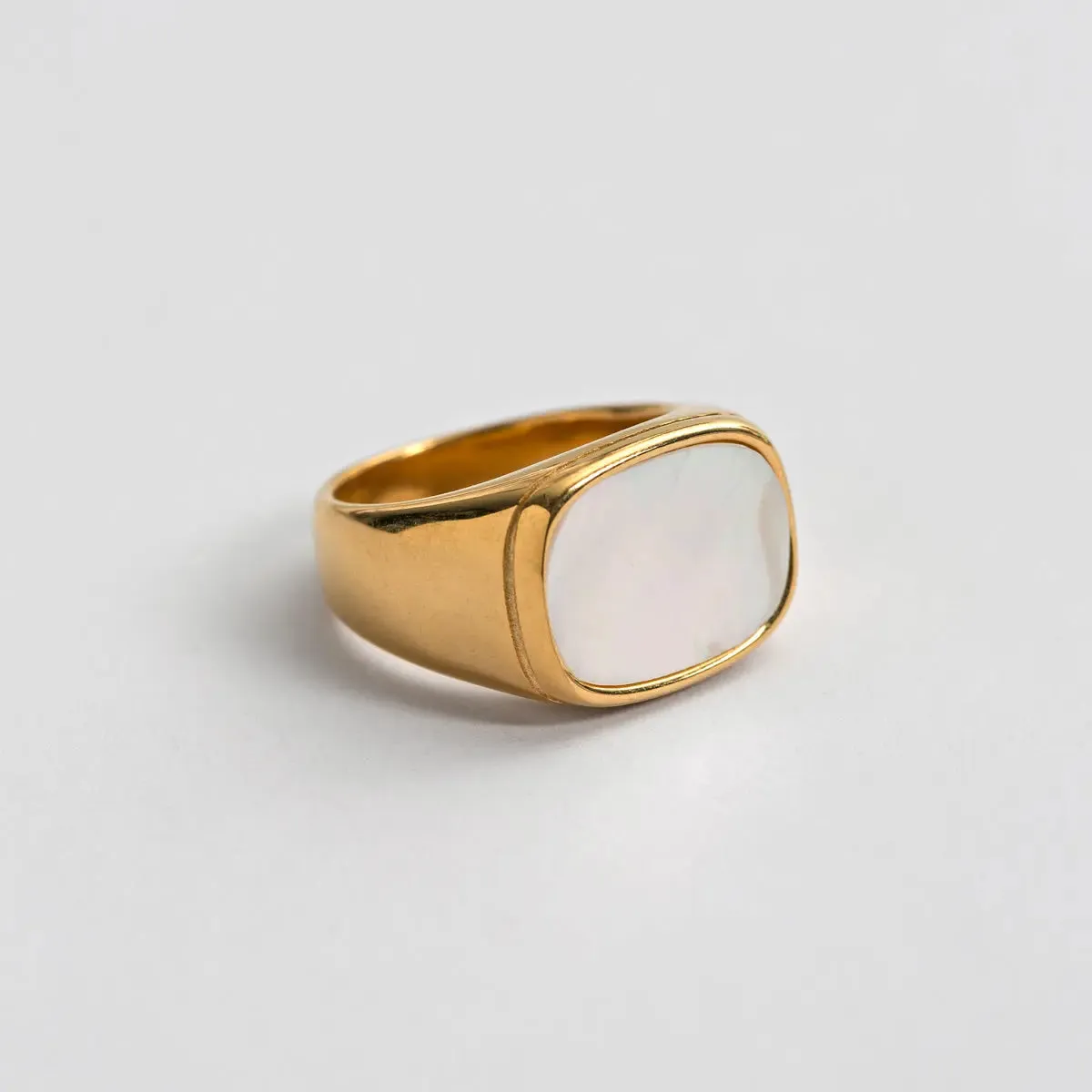 White Stone Signet Ring