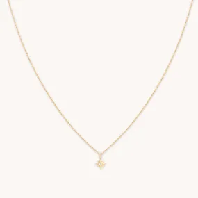 White Topaz Star Pendant Necklace in Solid Gold