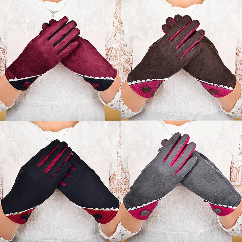Women's Soft Cotton Winter Mittens with Touch Screen