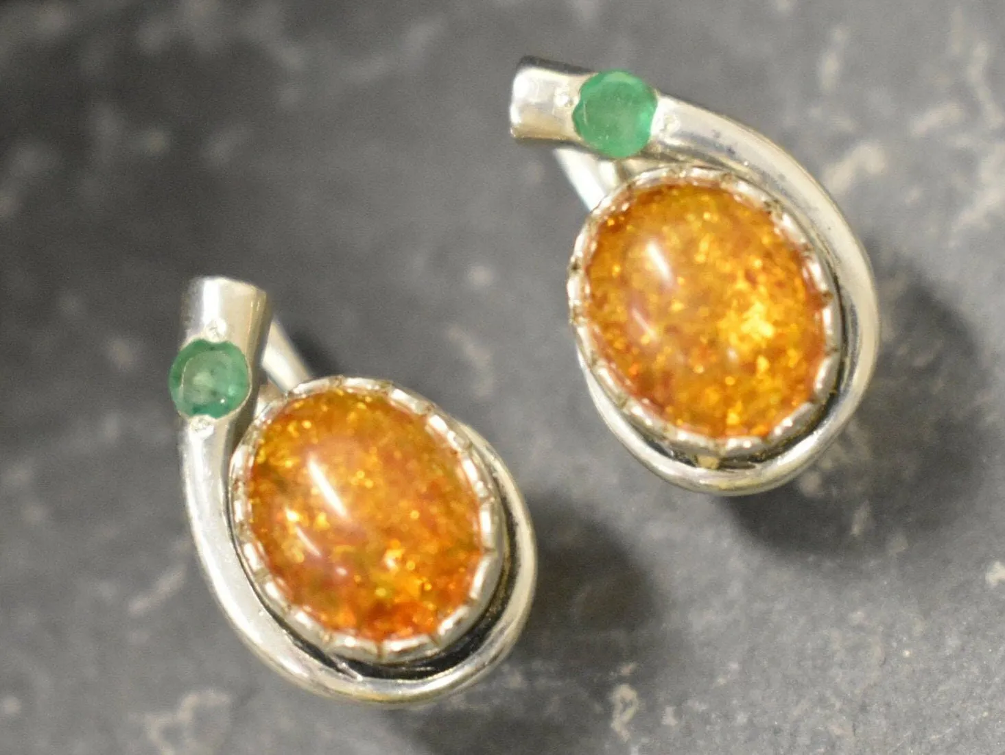 Yellow Amber Earrings -Natural Amber Earrings - Vintage Teardrop Earrings