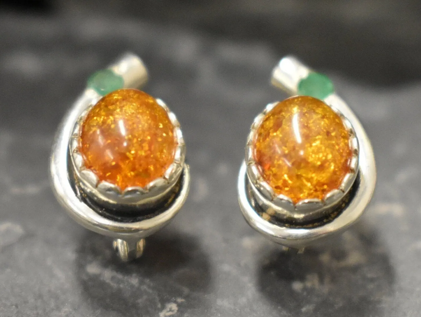 Yellow Amber Earrings -Natural Amber Earrings - Vintage Teardrop Earrings