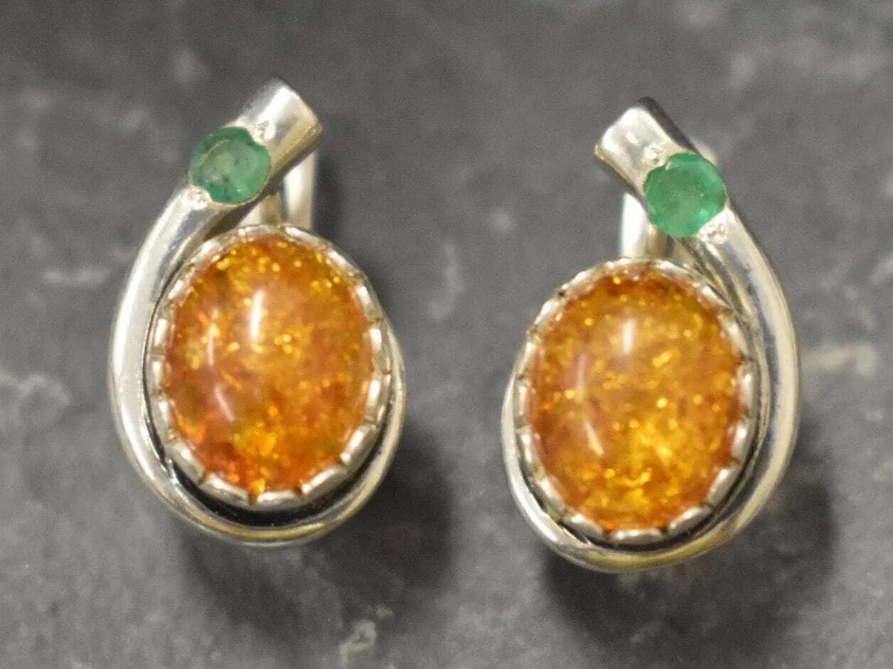 Yellow Amber Earrings -Natural Amber Earrings - Vintage Teardrop Earrings