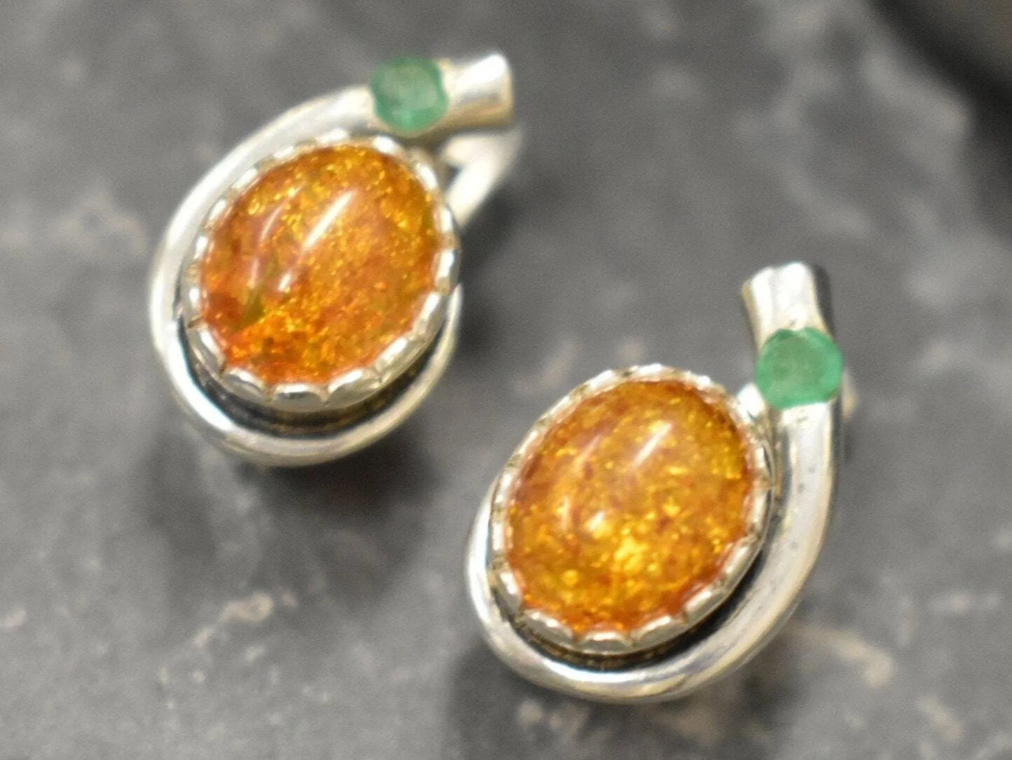 Yellow Amber Earrings -Natural Amber Earrings - Vintage Teardrop Earrings