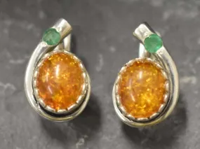 Yellow Amber Earrings -Natural Amber Earrings - Vintage Teardrop Earrings