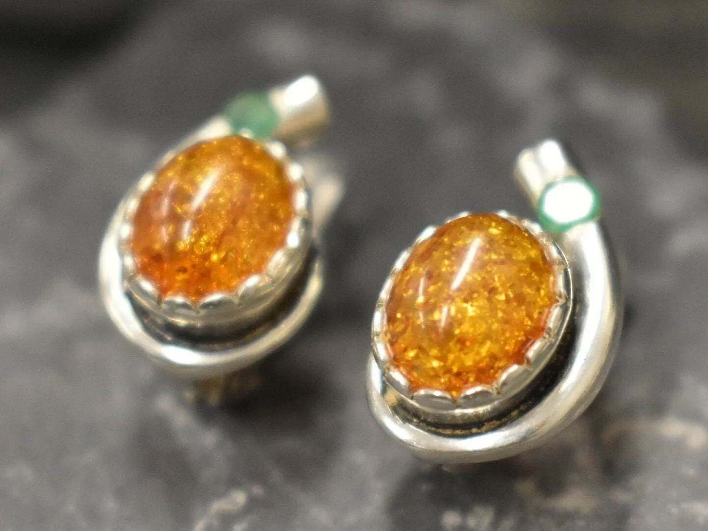 Yellow Amber Earrings -Natural Amber Earrings - Vintage Teardrop Earrings