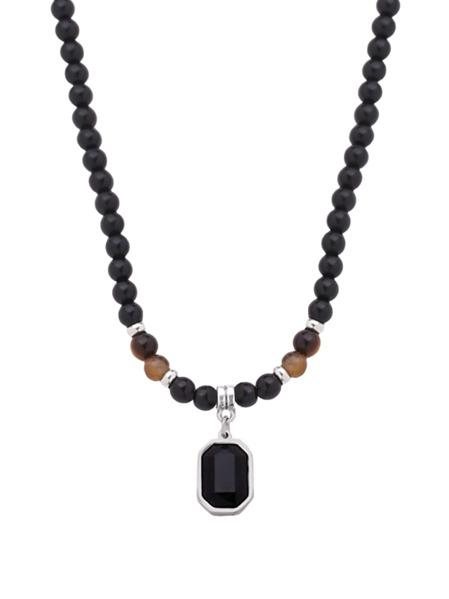 Yellow Chimes Beads Necklace for Men Fashion Black Pendants For Men | Tiger Eye Stone Beads Necklace Pendant Necklace Chain for Men | Accessories for Men | Birthday Gift for Men & Boys