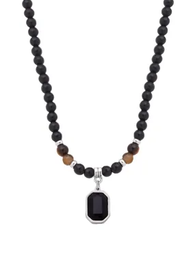 Yellow Chimes Beads Necklace for Men Fashion Black Pendants For Men | Tiger Eye Stone Beads Necklace Pendant Necklace Chain for Men | Accessories for Men | Birthday Gift for Men & Boys