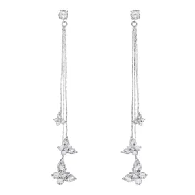 Yellow Chimes Crystal Danglers Earrings for Women | Silver Earrings for Girls | Fashion Women Earrings | Butterfly Long Chain Dangler Earrings | Birthday Gift For Girls Anniversary Gift for Wife