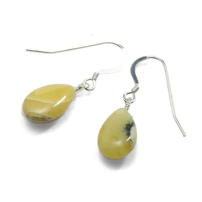 Yellow Opal Earrings With Sterling Silver French Ear Wires