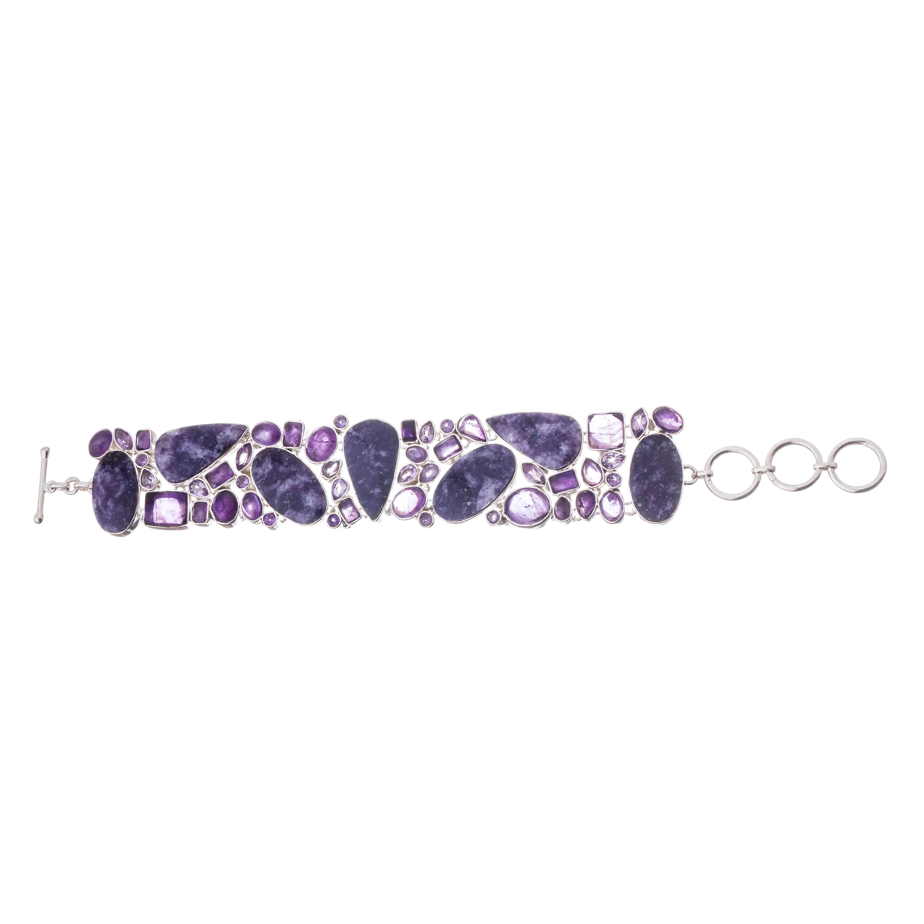 Yolanda Amethyst and Charoite Bracelet,Sterling Silver