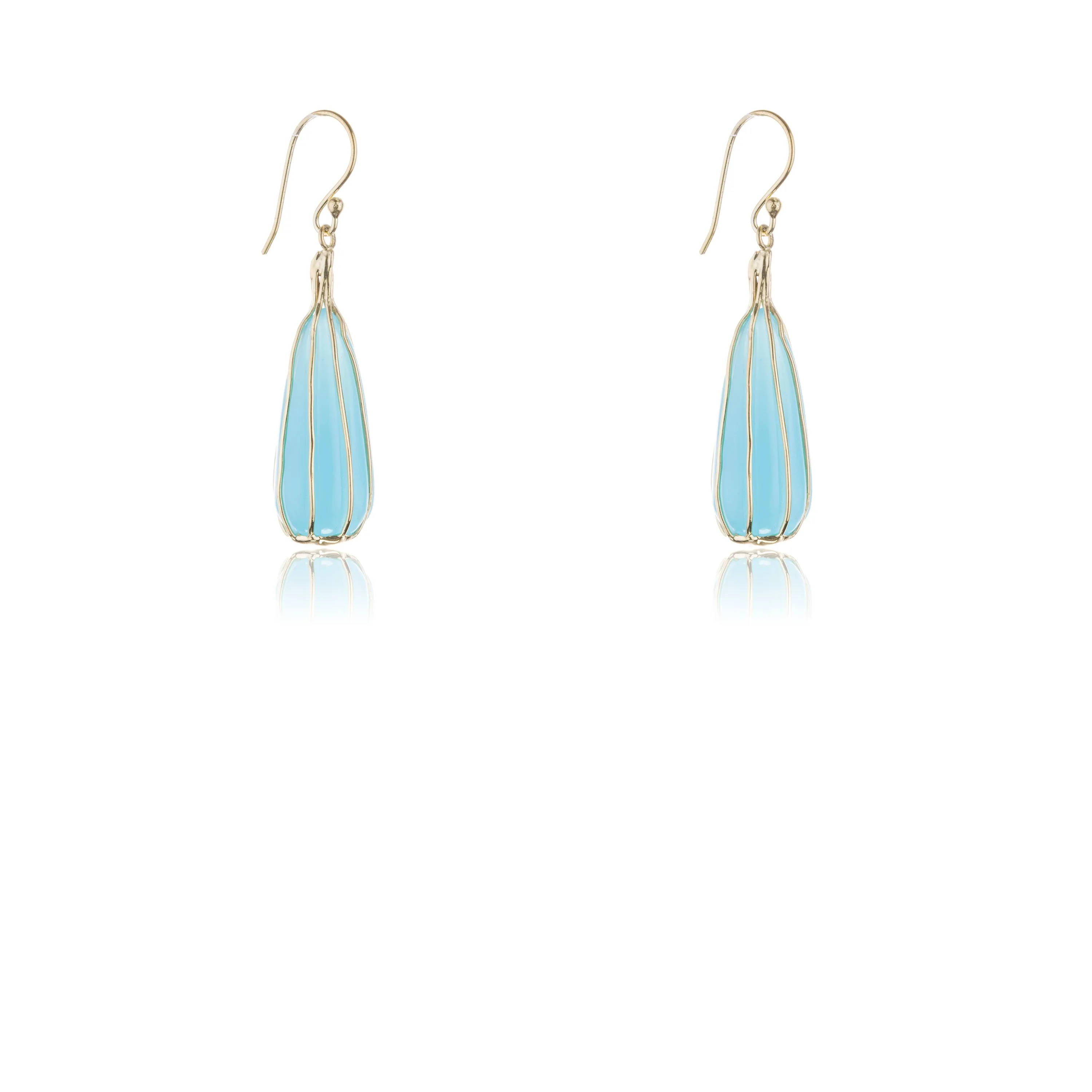 Zenebe Blue Chalcedony Earrings ,Gold Vermeil