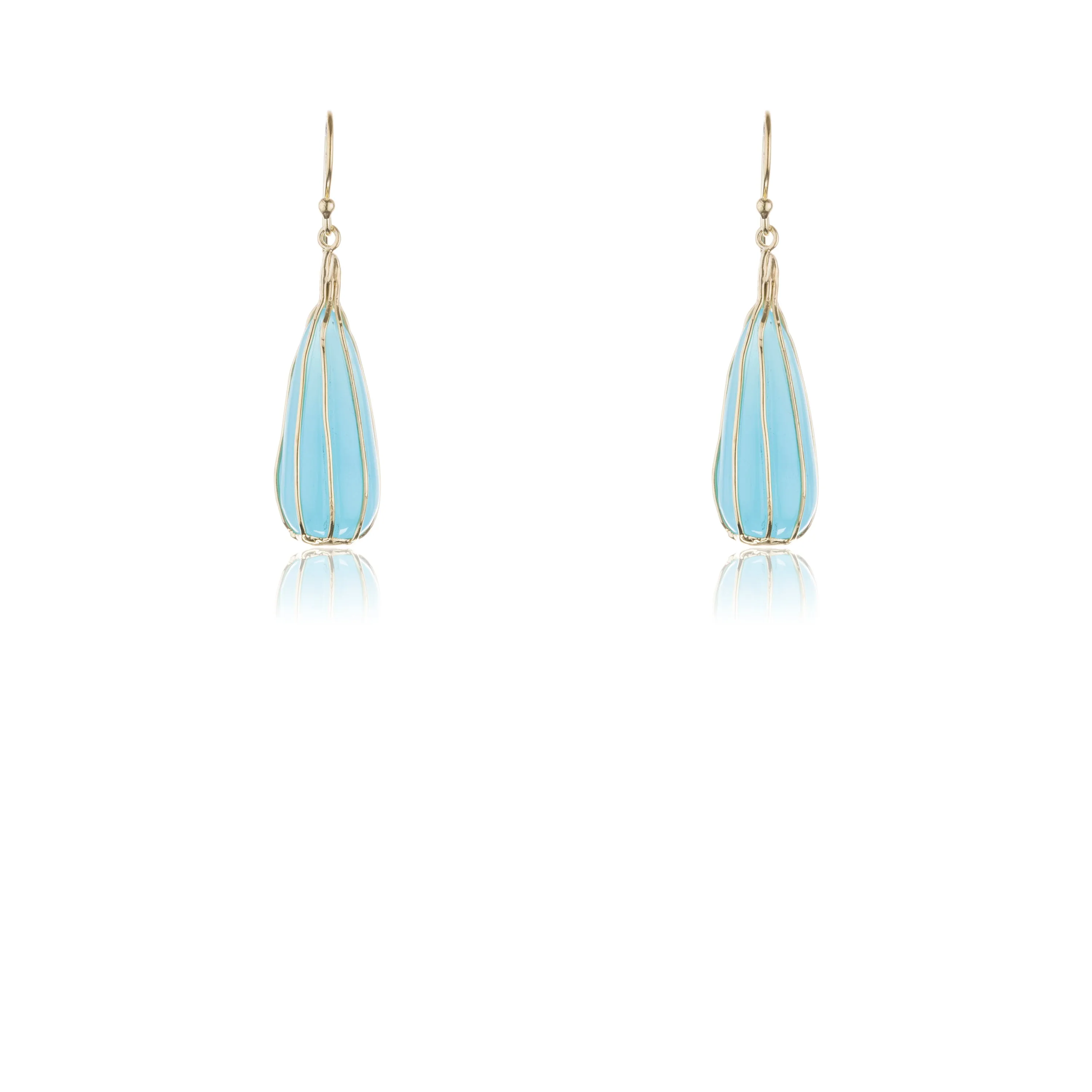 Zenebe Blue Chalcedony Earrings ,Gold Vermeil