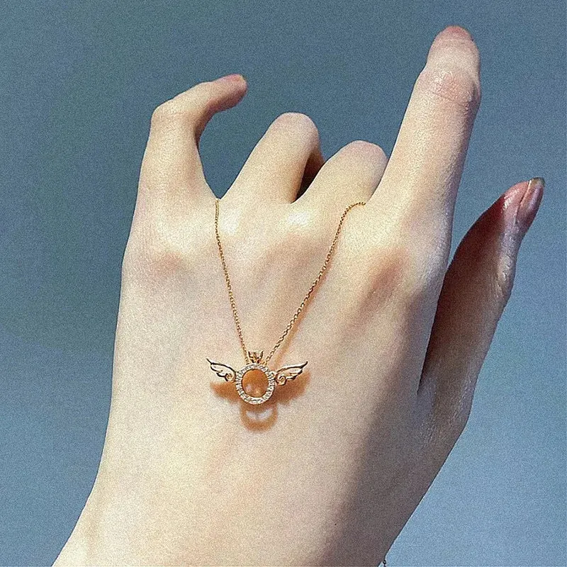 Zircon Angel Wings Pendant Necklace