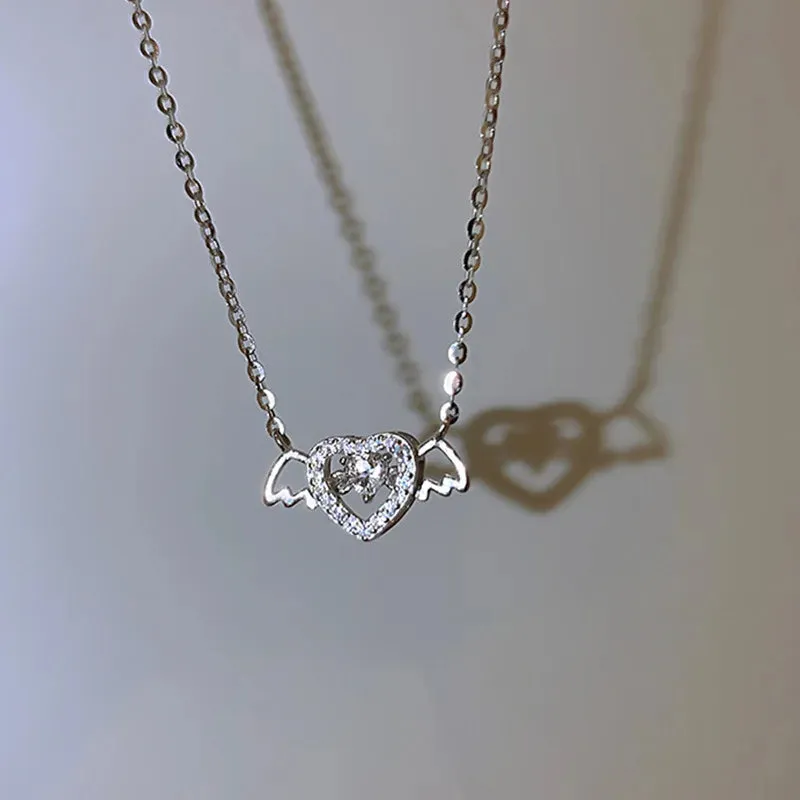 Zircon Angel Wings Pendant Necklace