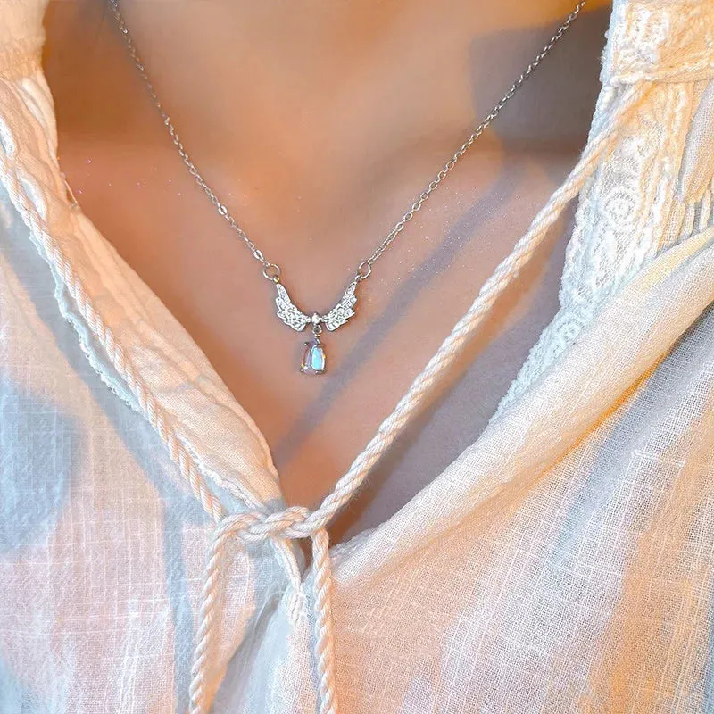 Zircon Angel Wings Pendant Necklace