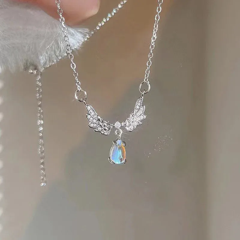 Zircon Angel Wings Pendant Necklace