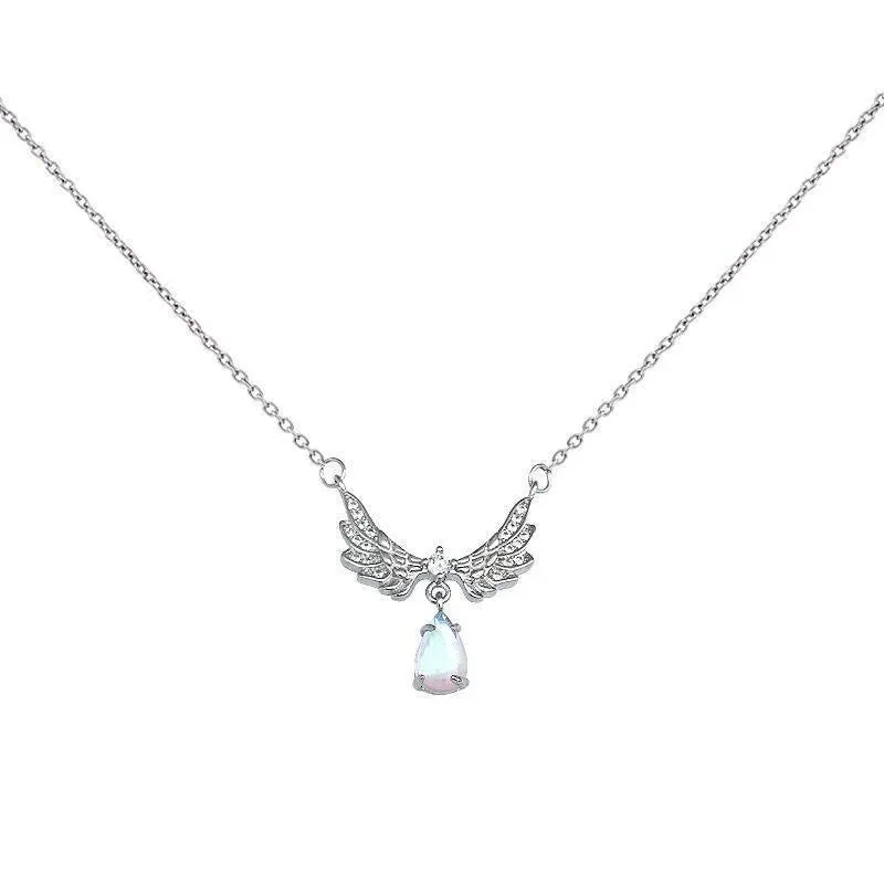 Zircon Angel Wings Pendant Necklace